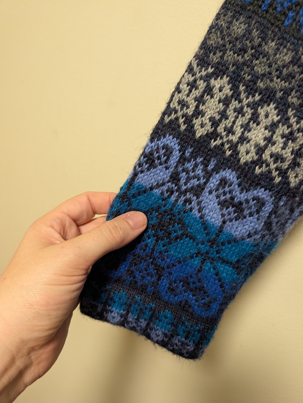 Alpaca Connection 100% Alpaca Cardigan Blue Fair Isle XL - Picture 9 of 11